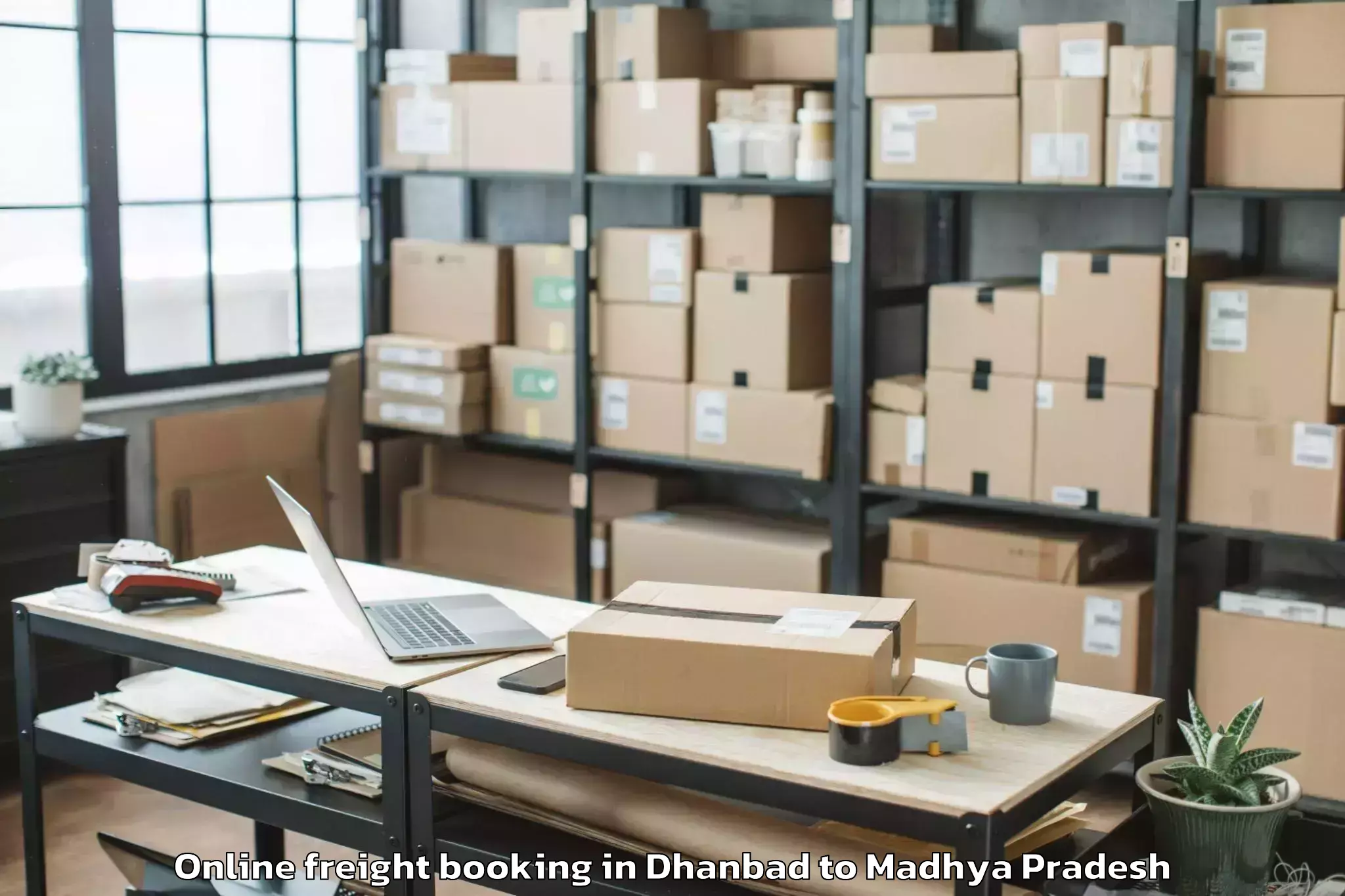 Leading Dhanbad to Jabera Online Freight Booking Provider